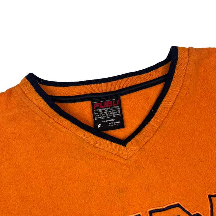 FUBU Sports Collection Orange V Neck Fleece Sweatshirt