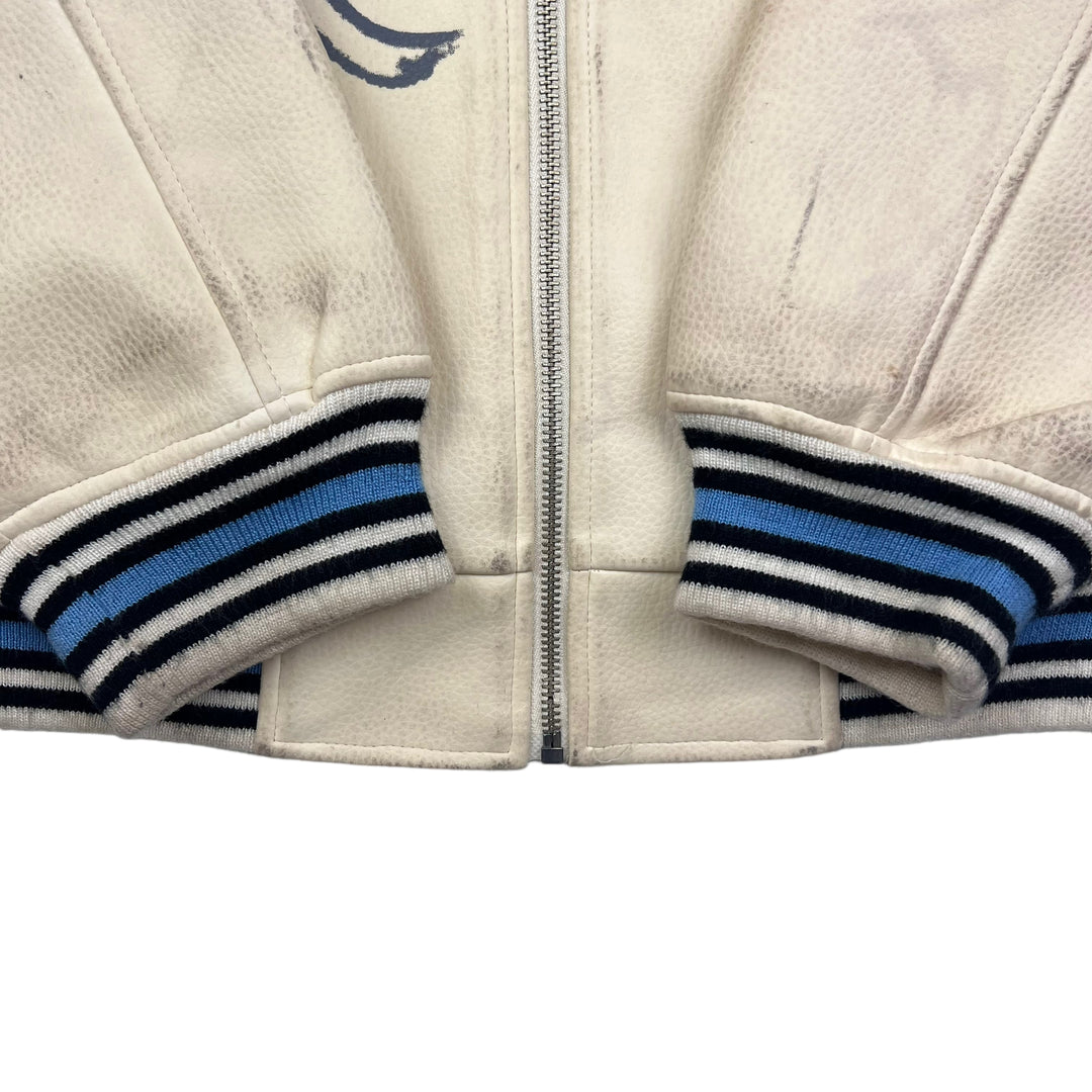 Impaq Collective Hip Hop 90's Cream Leather Jacket