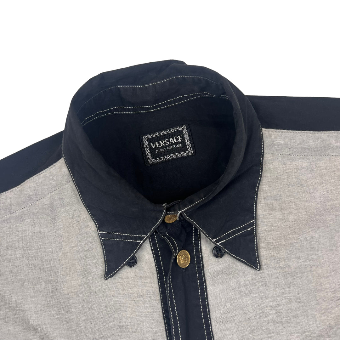 Versace Black & Grey Button Down Shirt