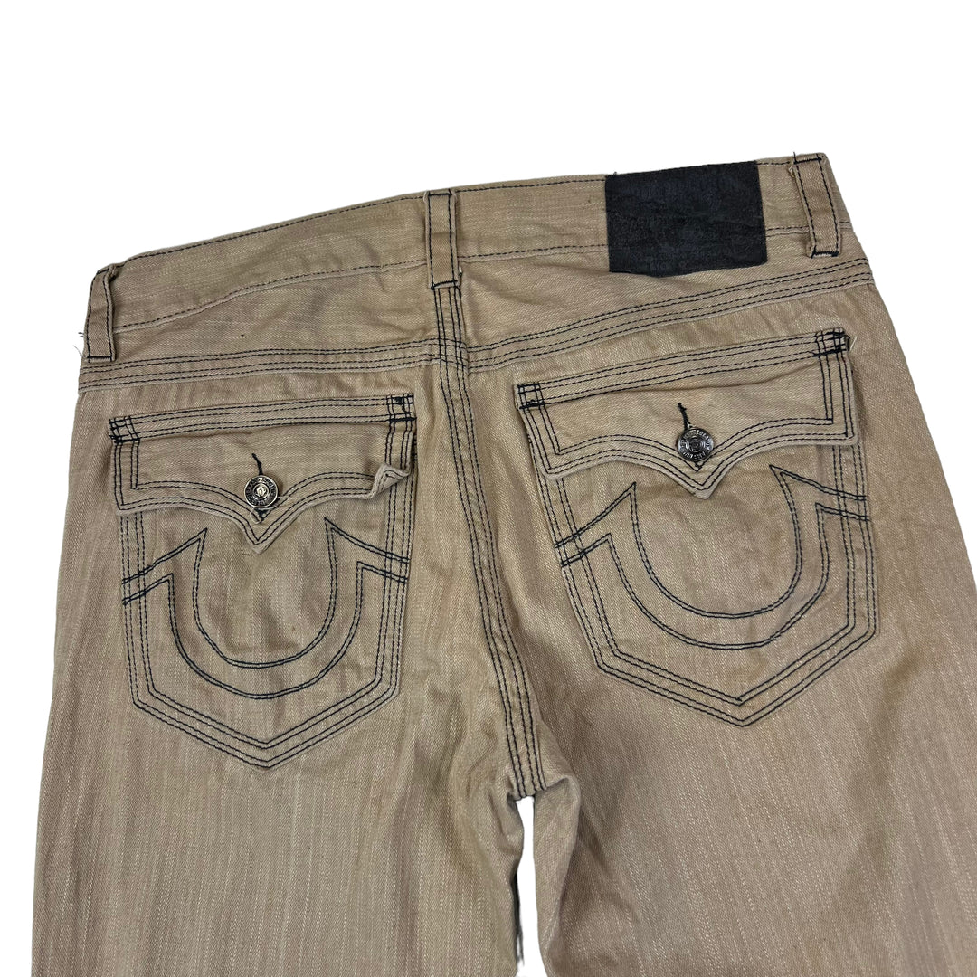 True Religion Beige Embroidered Jeans