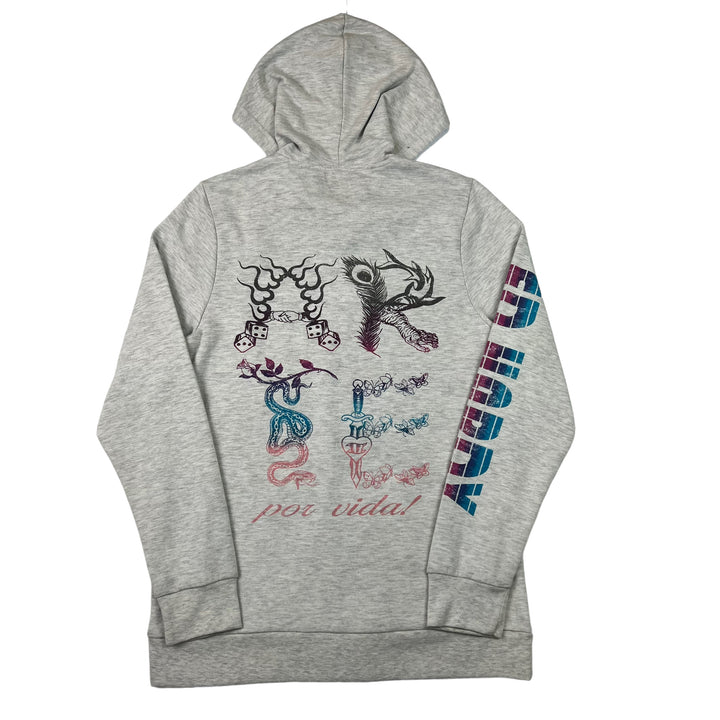 Ed Hardy Grey Zip-Up Hooded Sweatshirt