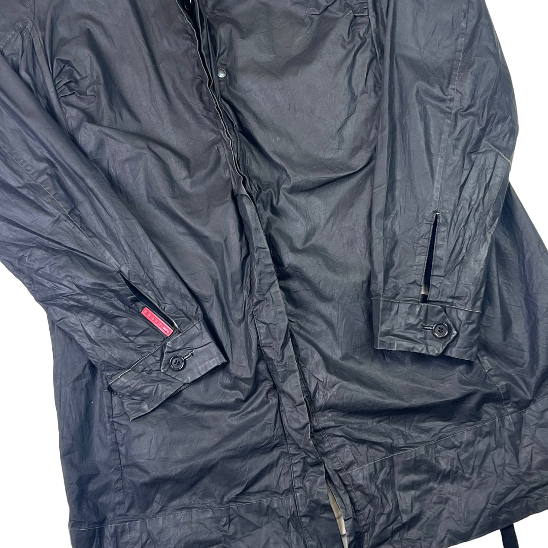 Prada Black Hooded Trench Jacket