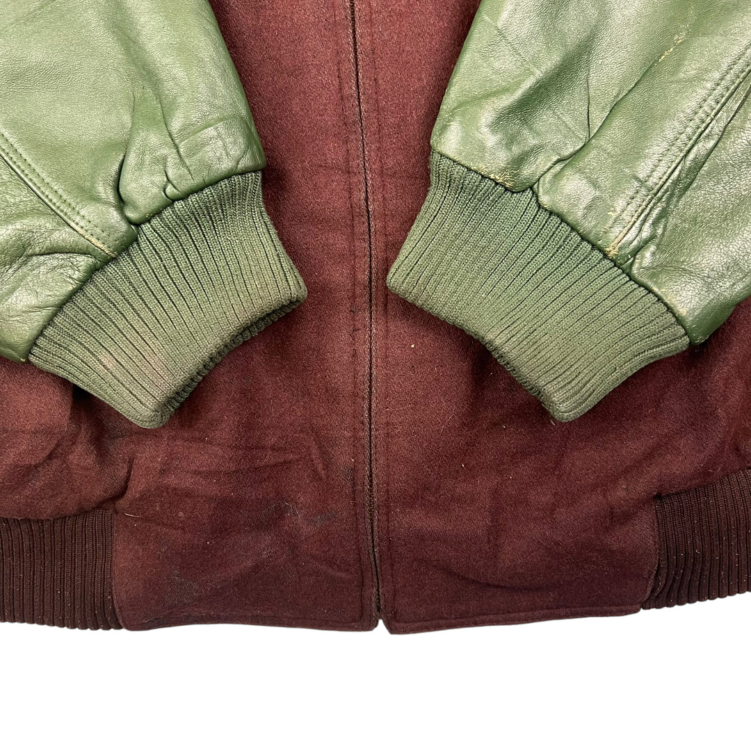 Pelle Pelle Brown Green Leather Varsity Jacket