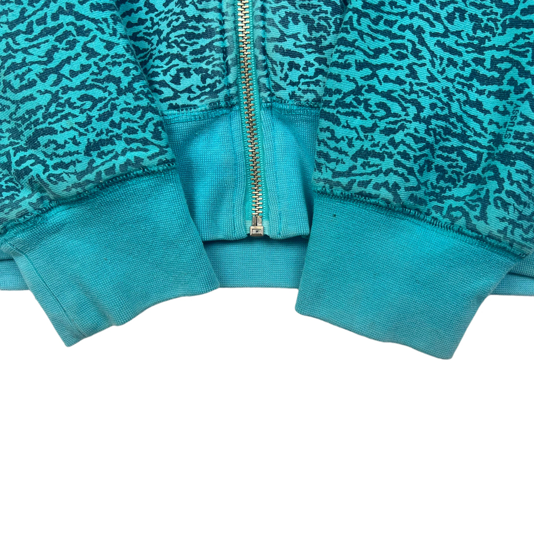 Stussy 90s Leopard Print Turquoise Hooded Sweatshirt