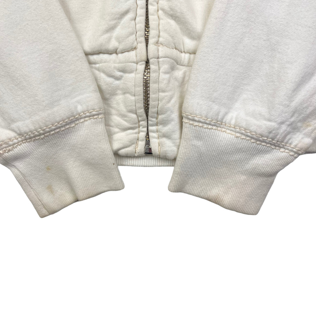 True Religion White Zip Up Hooded Sweatshirt