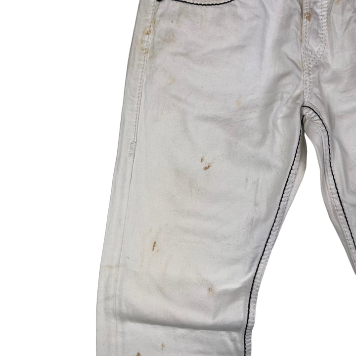 True Religion White with Black Outer Stitching Embroidered Jeans