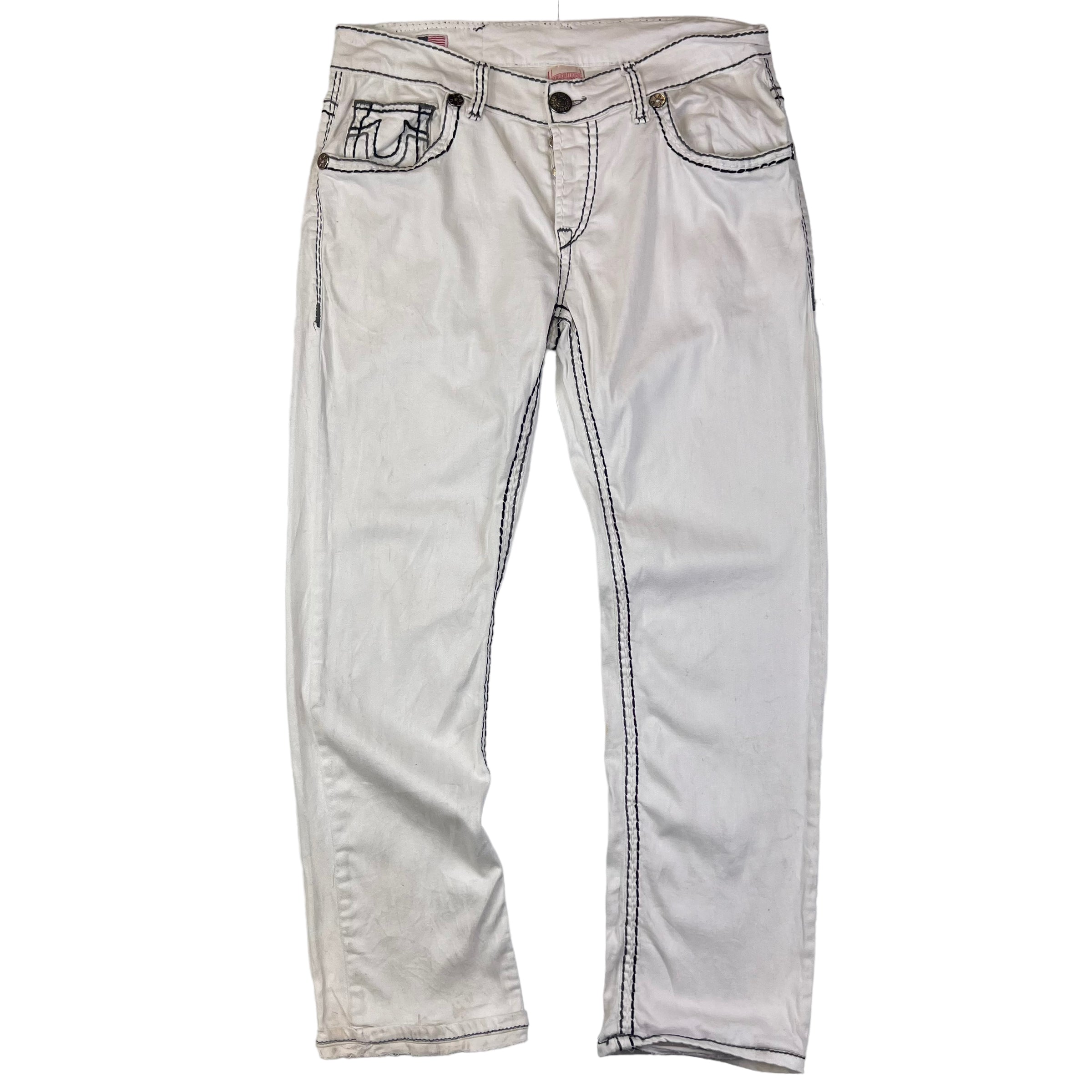 True Religion Contrast Stitch White Embroidered Jeans Bring It Back