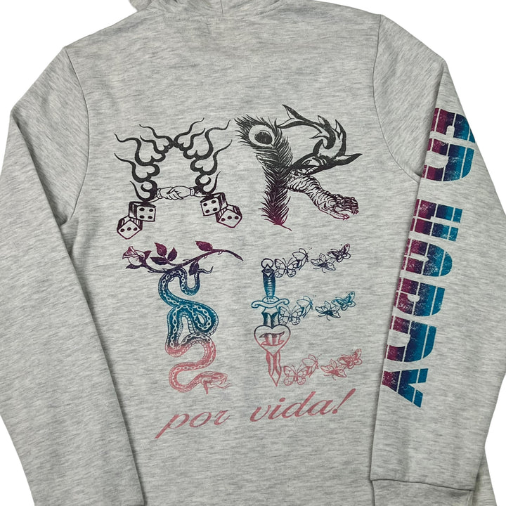 Ed Hardy Grey Zip-Up Hooded Sweatshirt