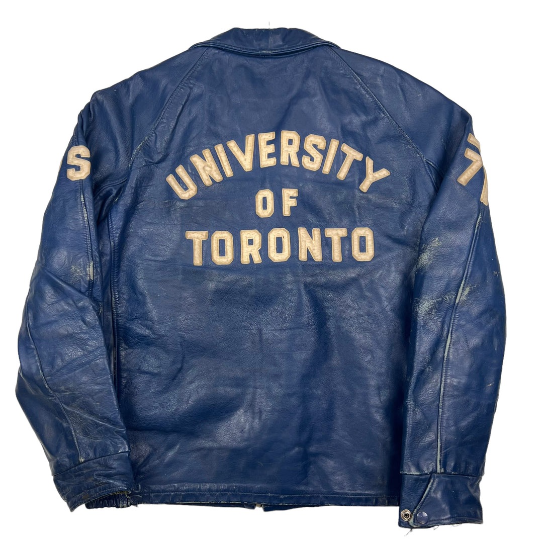 University Of Toronto Blue Vintage Leather Varsity Jacket