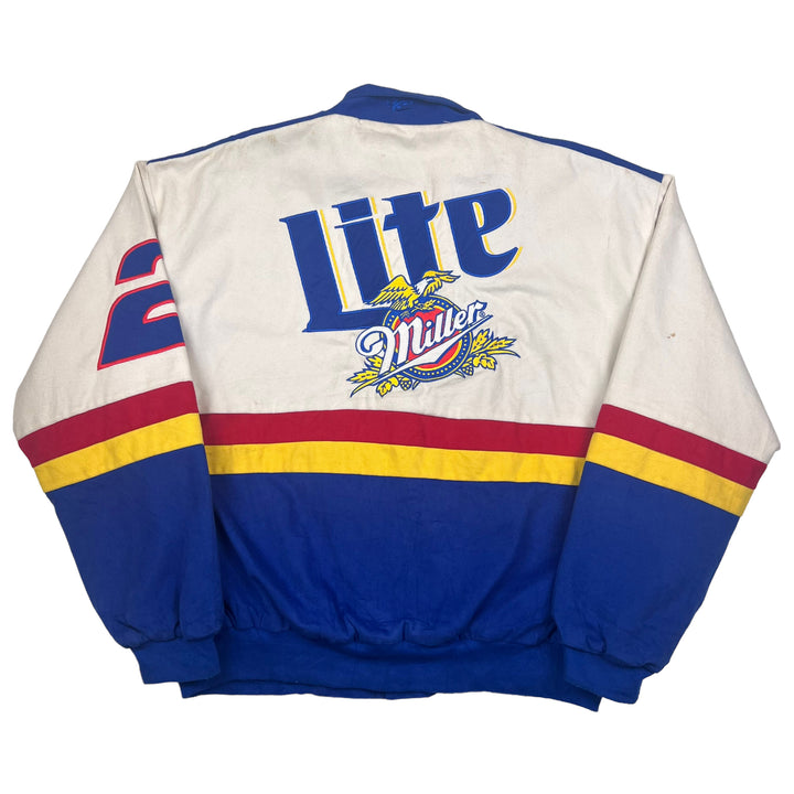 NASCAR White Blue Miller Lite Racing Jacket