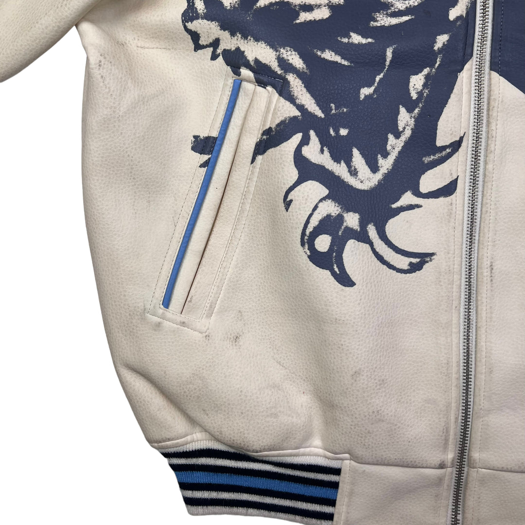 Impaq Collective Hip Hop 90's Cream Leather Jacket