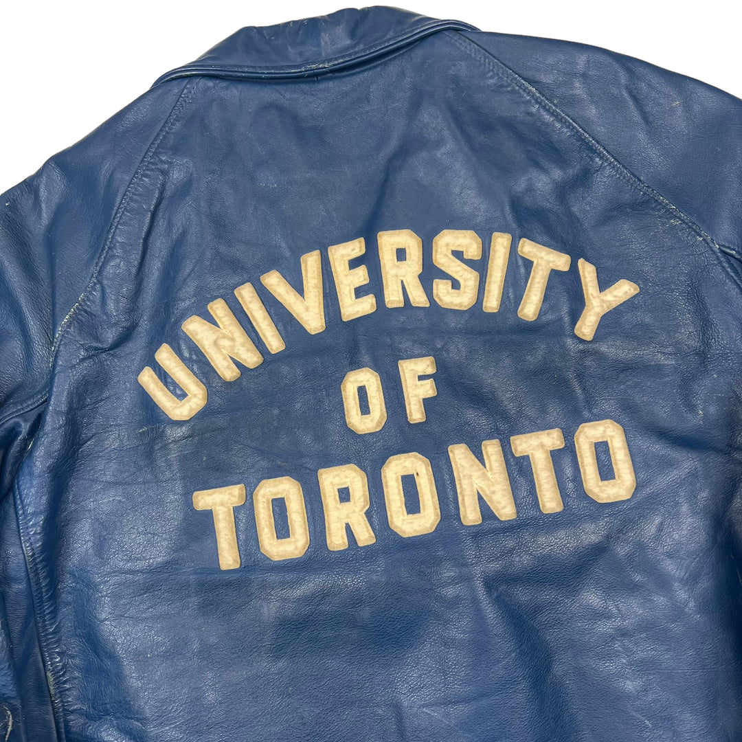 University Of Toronto Blue Vintage Leather Varsity Jacket