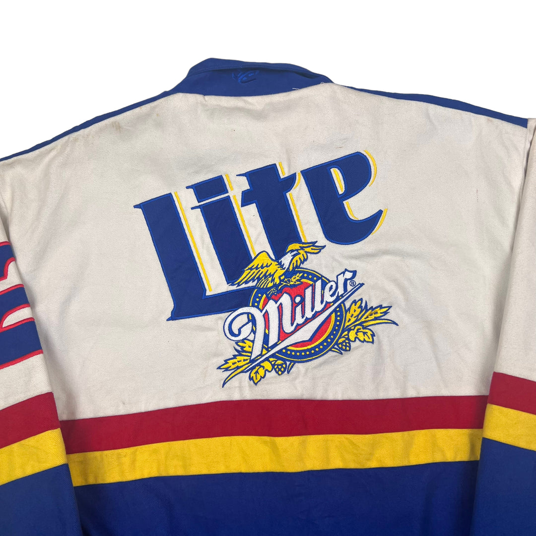 NASCAR White Blue Miller Lite Racing Jacket