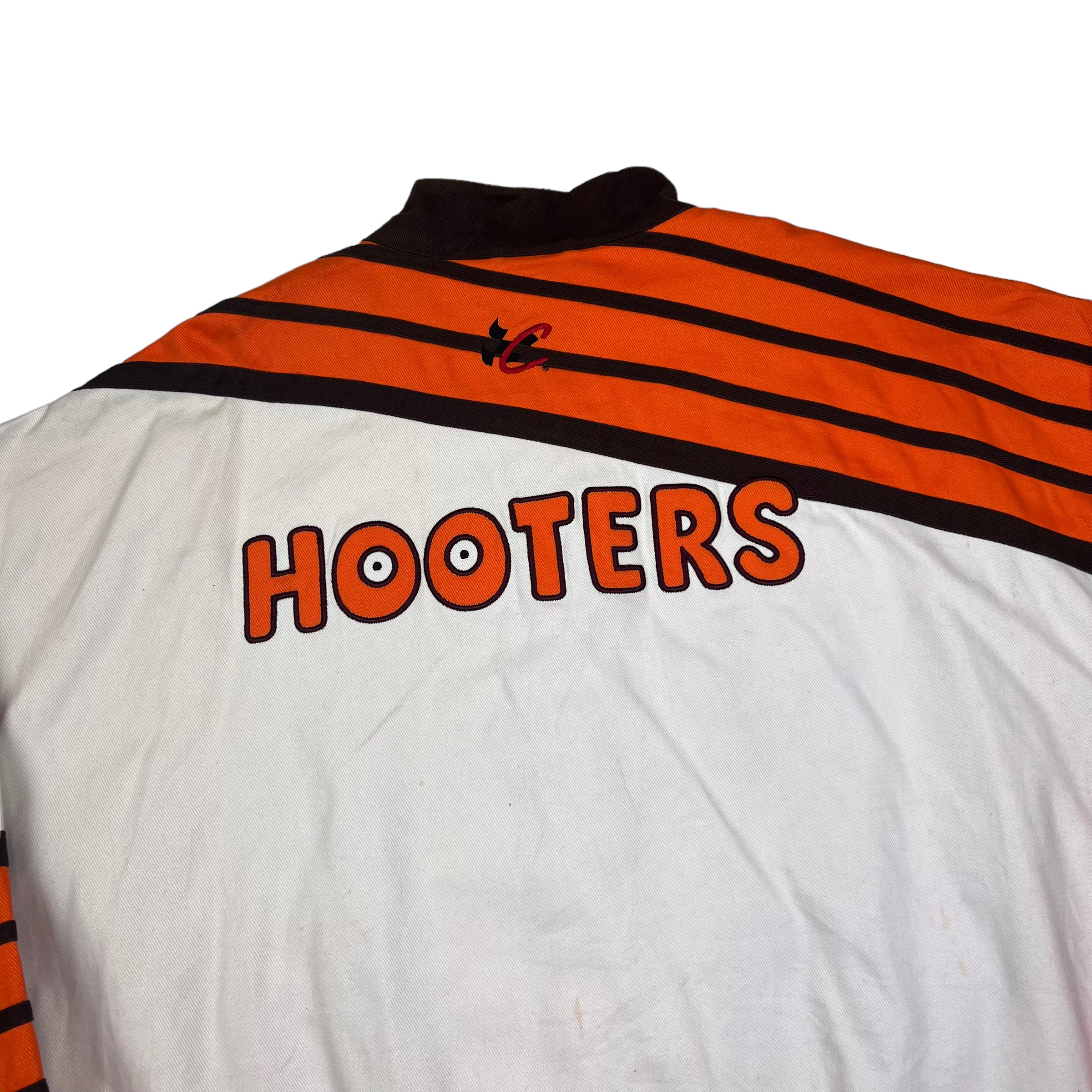NASCAR White Orange Hooters Racing Jacket | Bring It Back