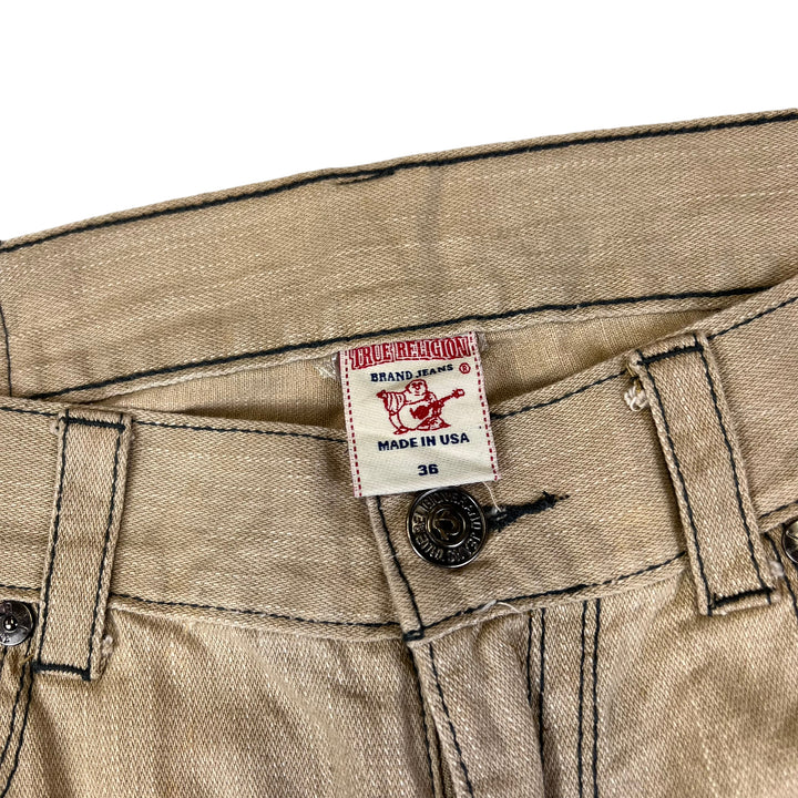 True Religion Beige Embroidered Jeans