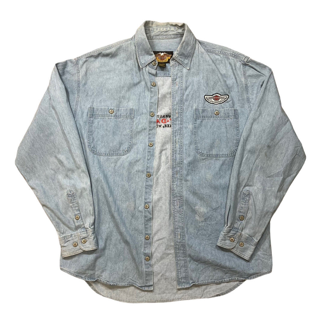 Harley-Davidson "100 Years of Great Motorcycles" Blue Denim Shirt