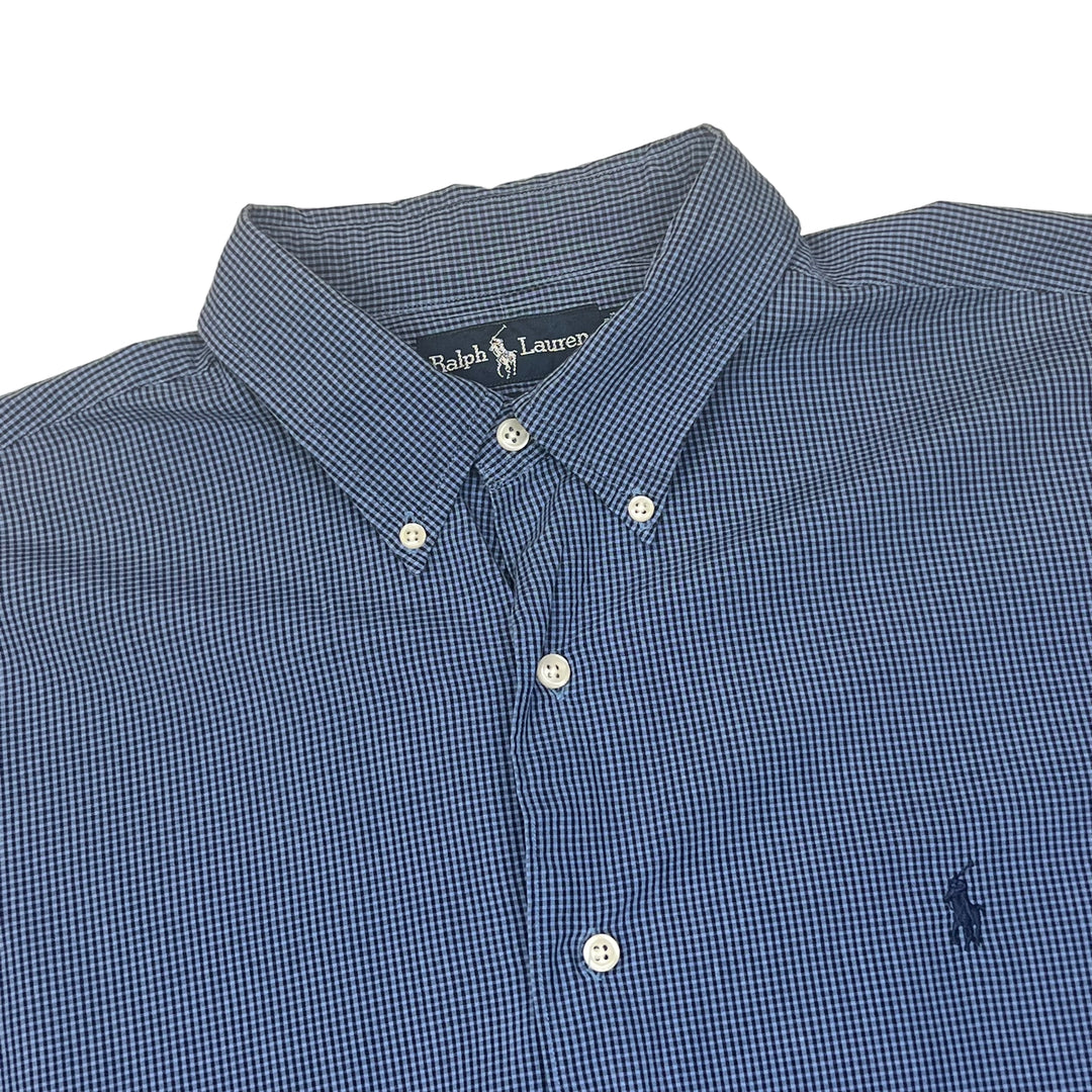 Ralph Lauren Dark Blue Chequered Long Sleeve Shirt