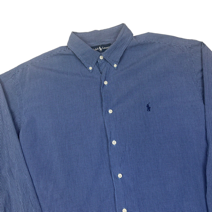 Ralph Lauren Dark Blue Chequered Long Sleeve Shirt