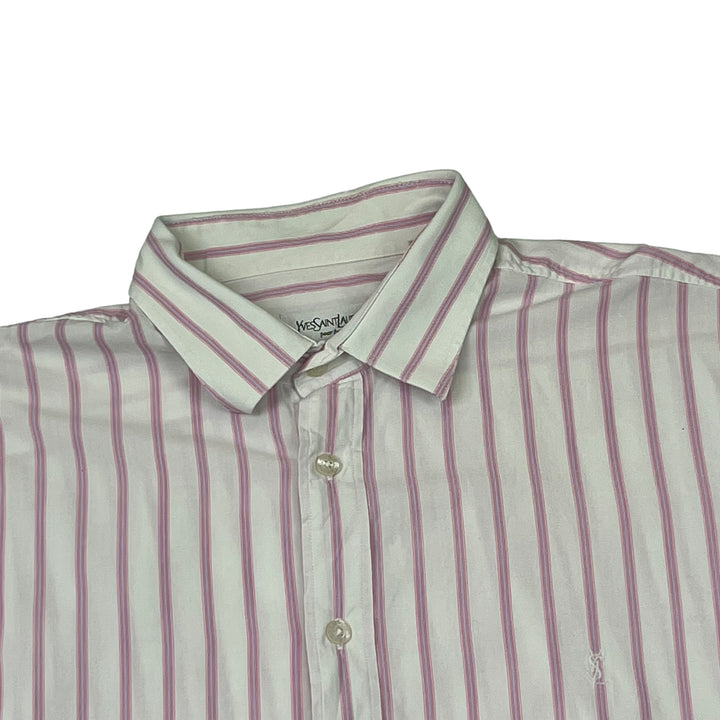 Yves Saint Laurent White & Pink Stripped Long Sleeve Shirt