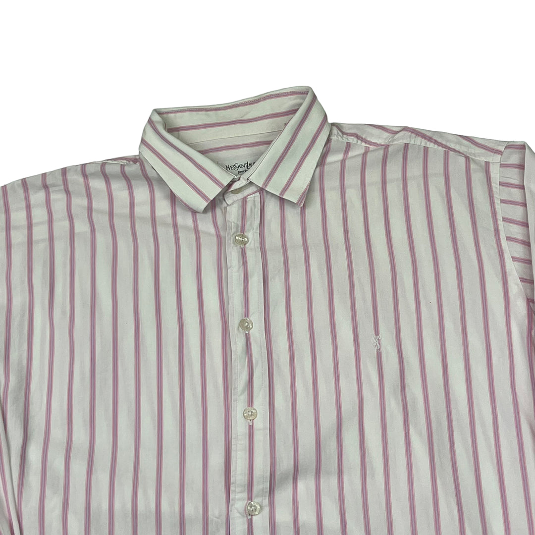 Yves Saint Laurent White & Pink Stripped Long Sleeve Shirt