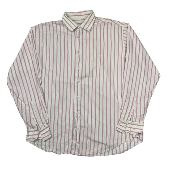 Yves Saint Laurent White & Pink Stripped Long Sleeve Shirt