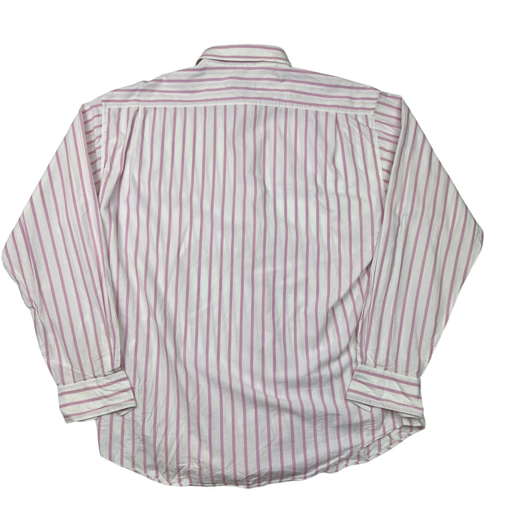 Yves Saint Laurent White & Pink Stripped Long Sleeve Shirt