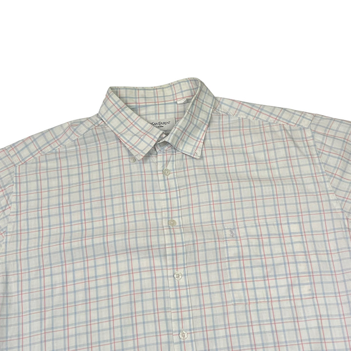 YSL White Chequered Short Sleeve Shirt