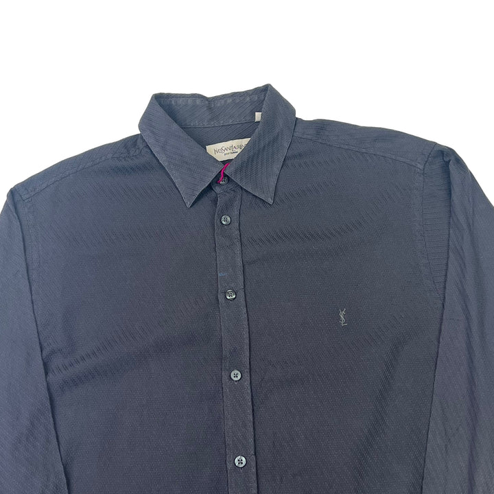 Yves Saint Laurent Black Long Sleeve Striped Shirt