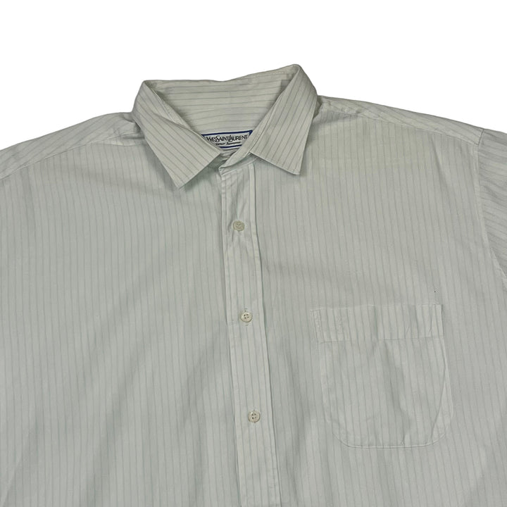 Yves Saint Laurent White Striped Short Sleeve Shirt