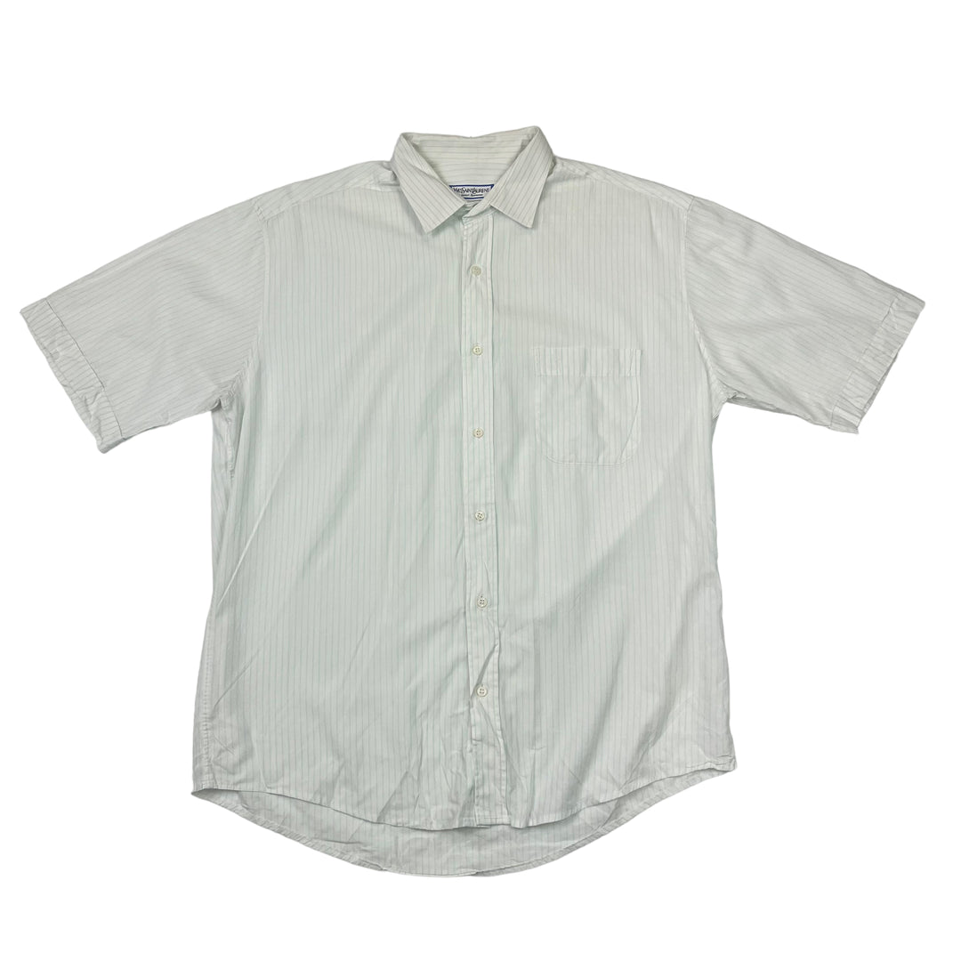 Yves Saint Laurent White Striped Short Sleeve Shirt