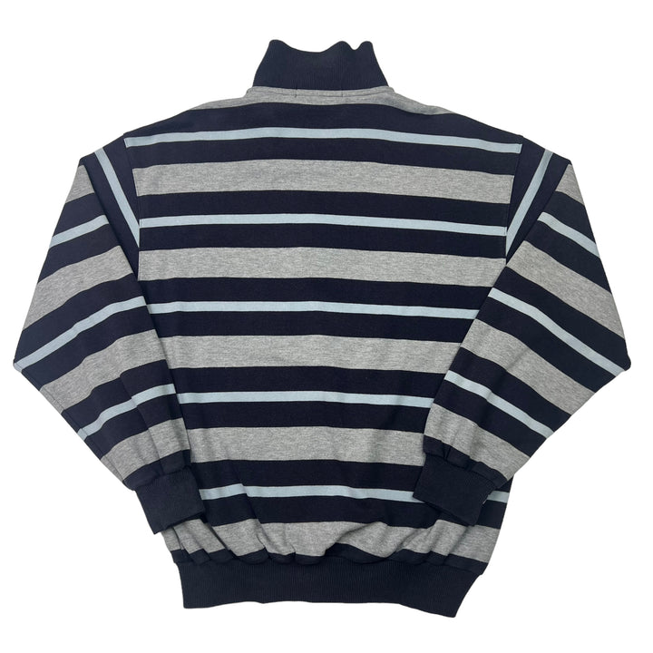 Pierre Balmain Navy & Grey Striped Quarter Zip Sweatshirt