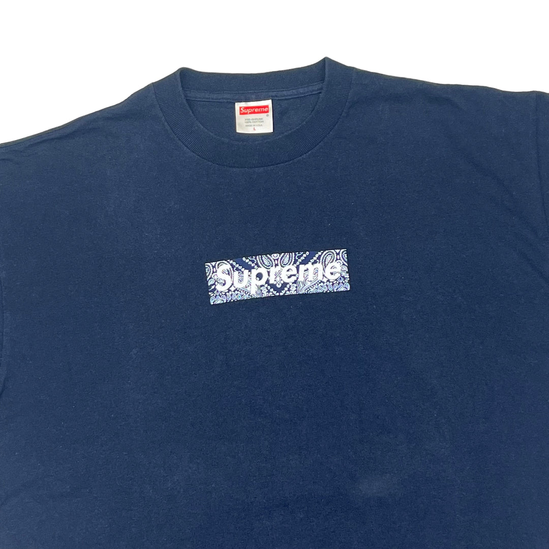 Supreme 2001 Navy Paisley Box Logo T-shirt