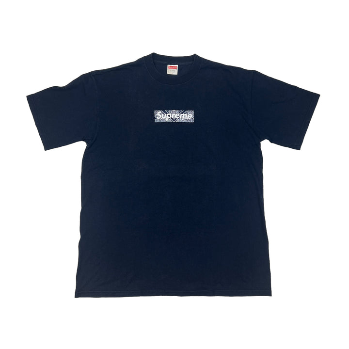 Supreme 2001 Navy Paisley Box Logo T-shirt