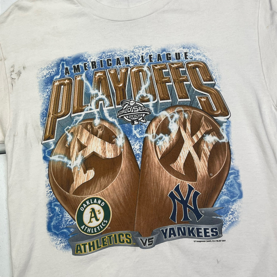 World Series 2001 American League Playoffs White Graphic T-shirt