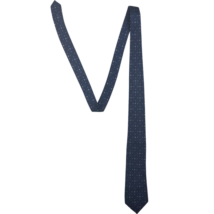 Vintage Courrèges Patterned Silk Tie navy
