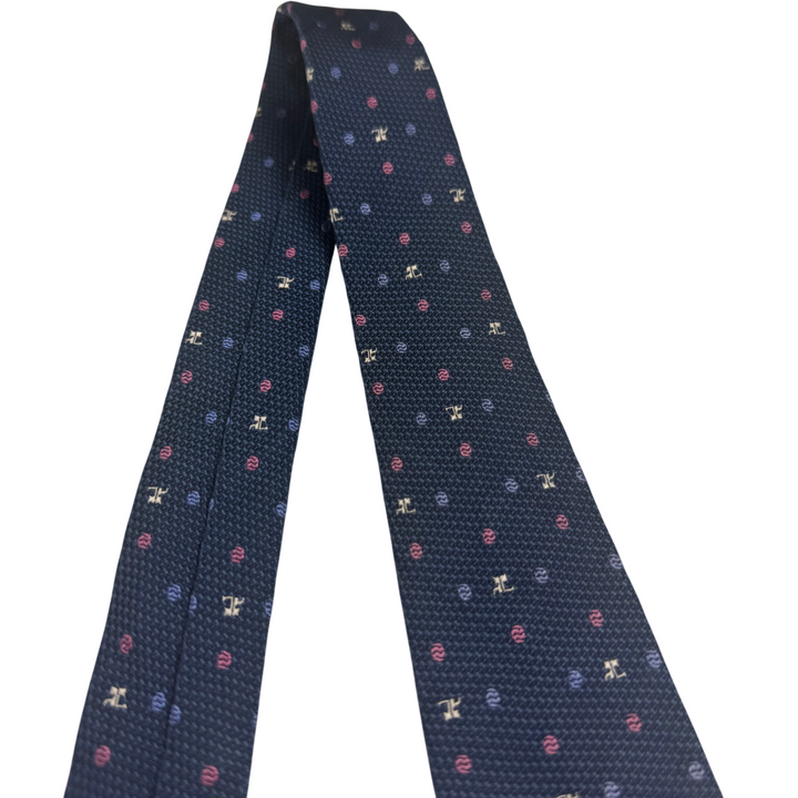 Vintage Courrèges Patterned Silk Tie navy