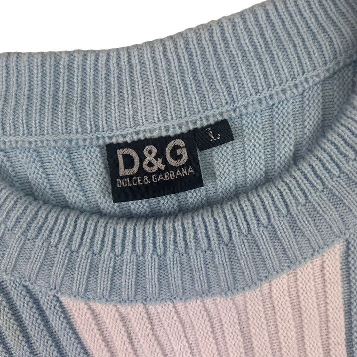 Dolce & Gabbana Roundneck Striped Knitwear Blue Pink