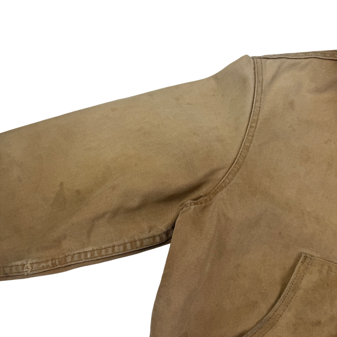 Vintage 80's Carhartt Active Hooded Workwear Jacket Beige