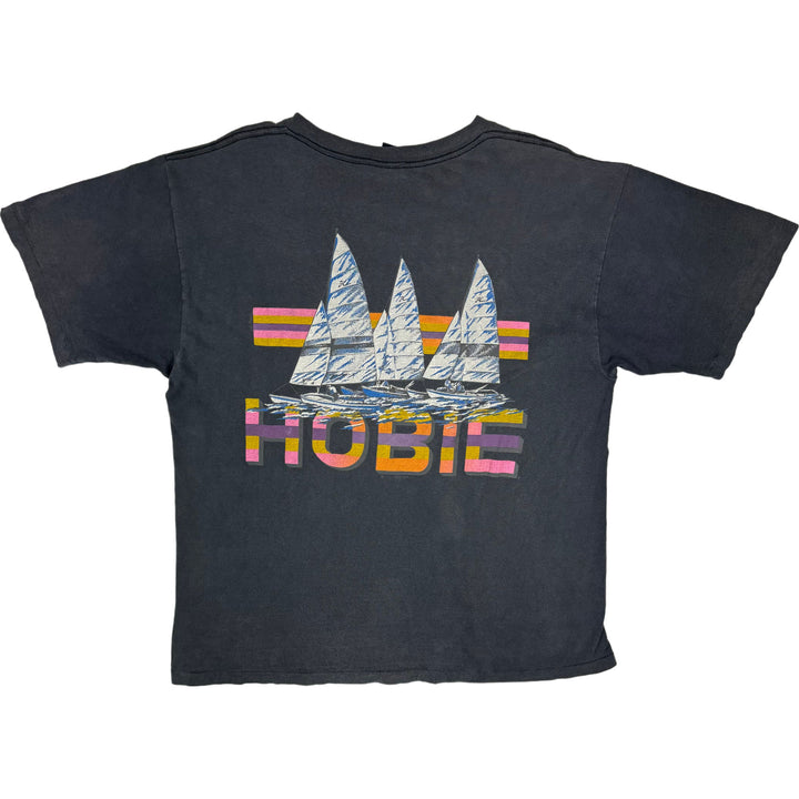 Vintage 80's Hobie Sunset Sailboat Graphic Single Stitch T-shirt Black Rare