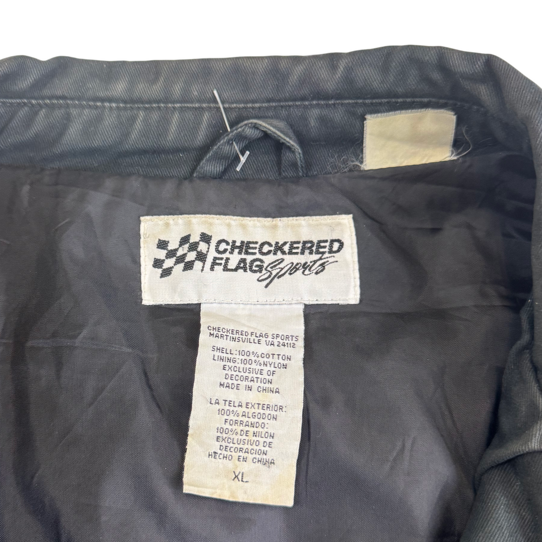 Vintage Harley-Davidson Checkered Flag Sports Racing Jacket Black