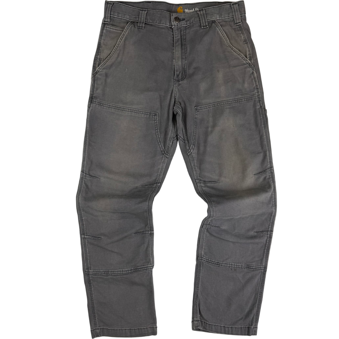 Carhartt Relaxed Fit Double Knee Cargo Workwear Trousers Grey