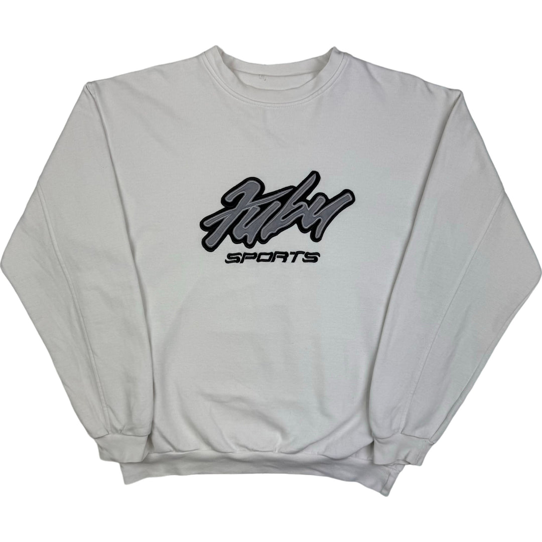Fubu Sports 90's Embroidered Spell Out Sweatshirt White