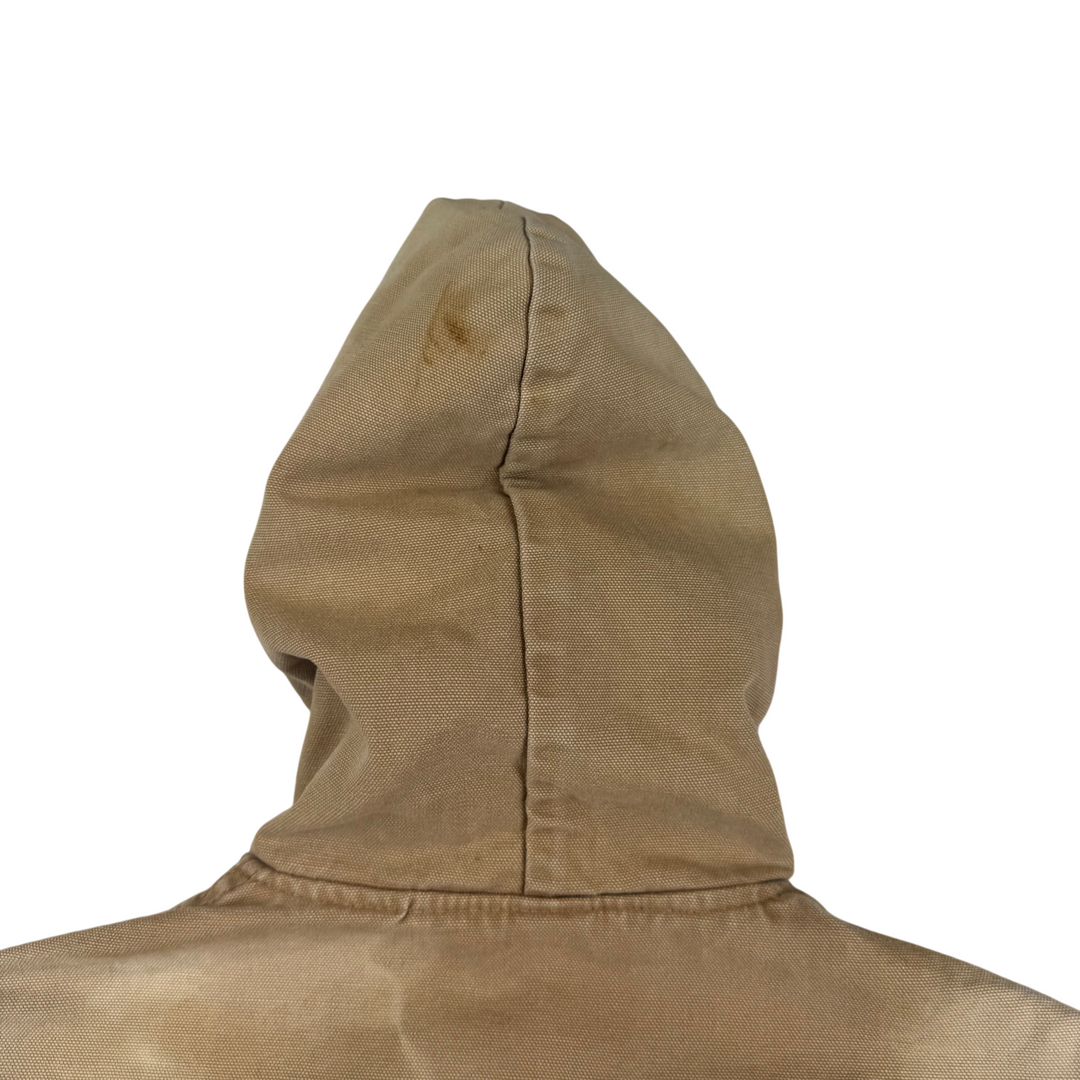Vintage 80's Carhartt Active Hooded Workwear Jacket Beige