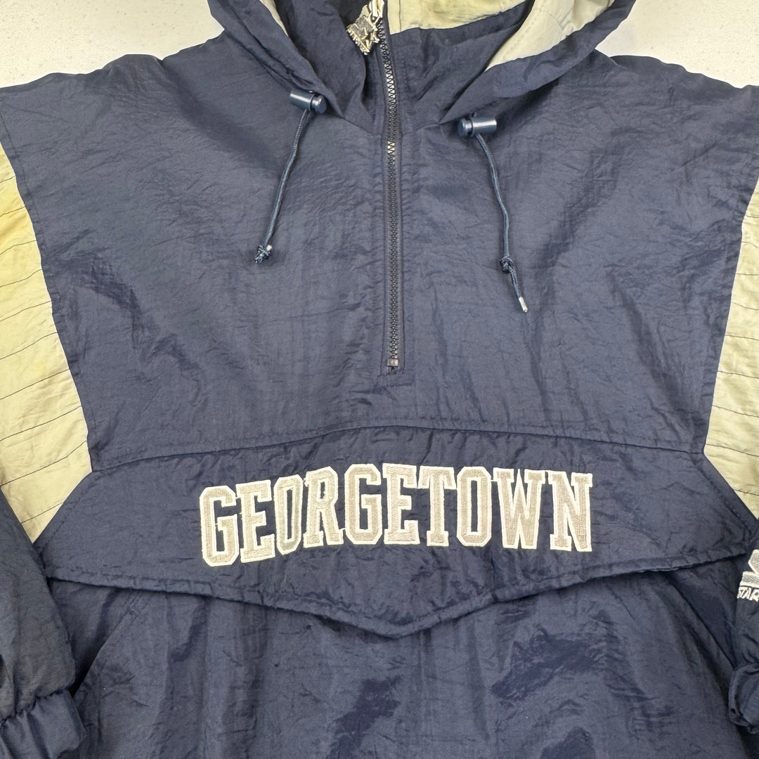 Vintage Starter 90's Georgetown Hoyas Half-Zip Pullover Pro Sports Jacket Navy
