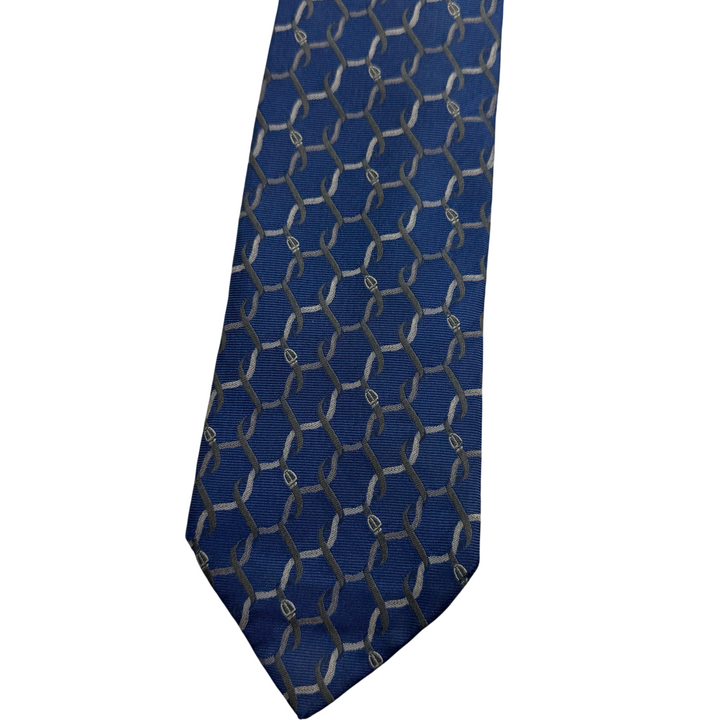 Gucci Chain Pattern Silk Tie Blue