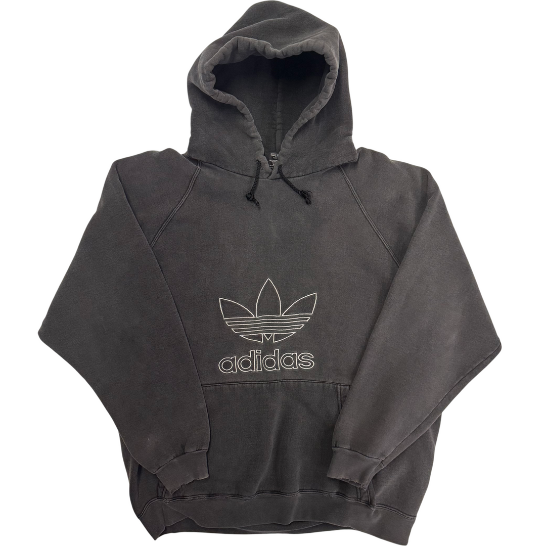 Vintage 90'S Adidas Trefoil Logo Pullover Hoodie Faded Black