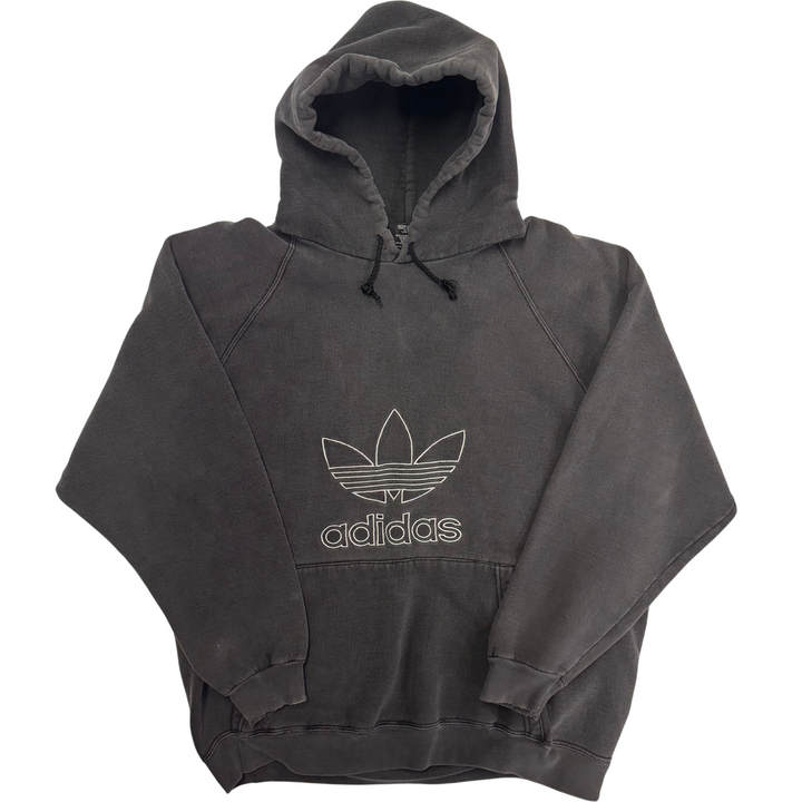 Vintage 90'S Adidas Trefoil Logo Pullover Hoodie Faded Black
