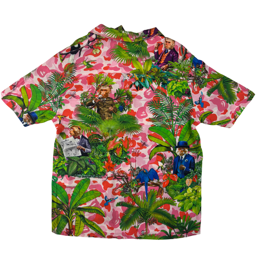 BAPE x Monkey 47 Open Short Sleeve Shirt Pink Green