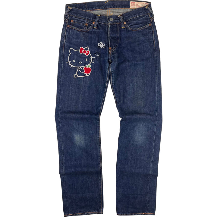 Evisu x Sanrio Hello Kitty Collaboration Embroidered Jeans Blue