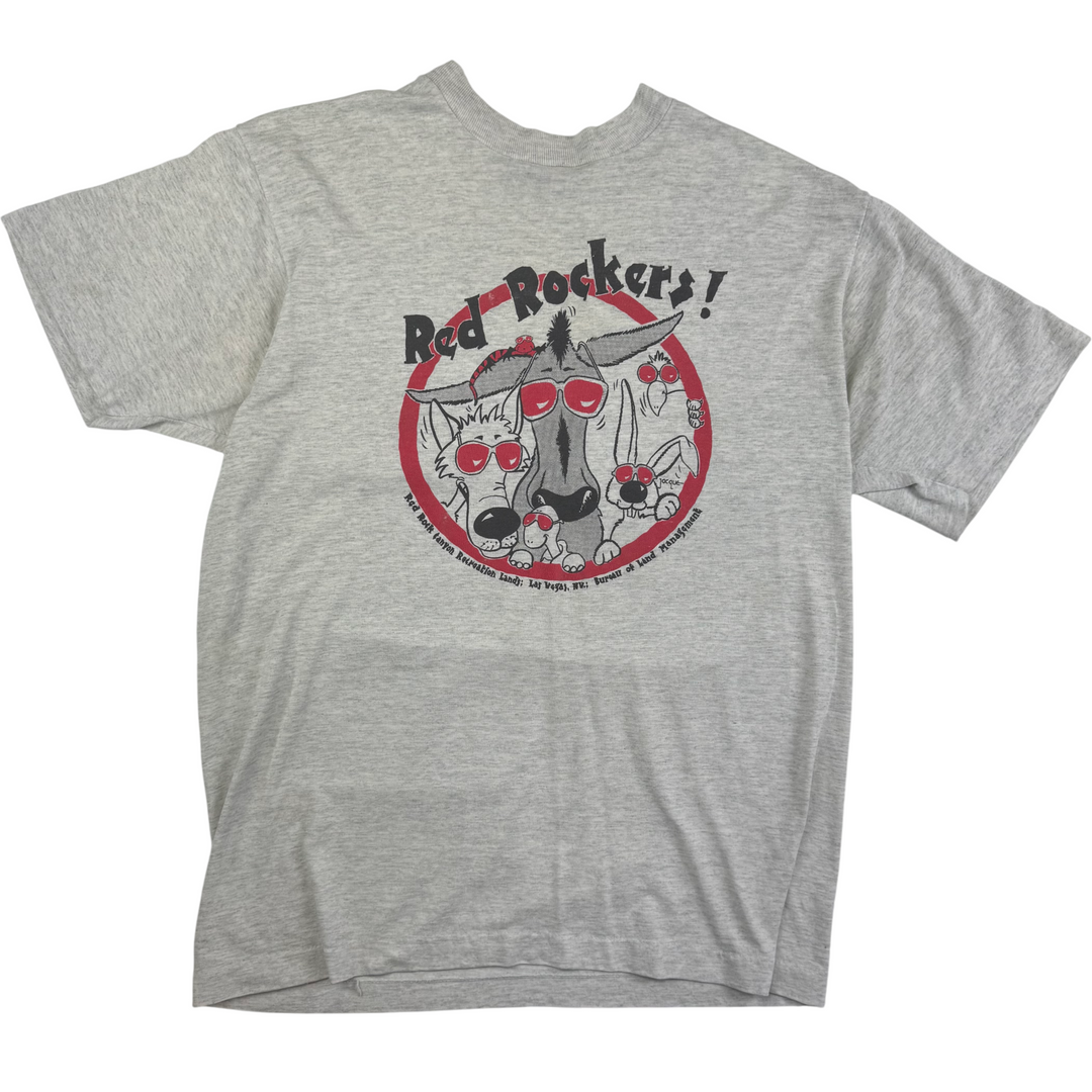 Vintage Red Rockers Screen Stars Graphic T-Shirt Grey